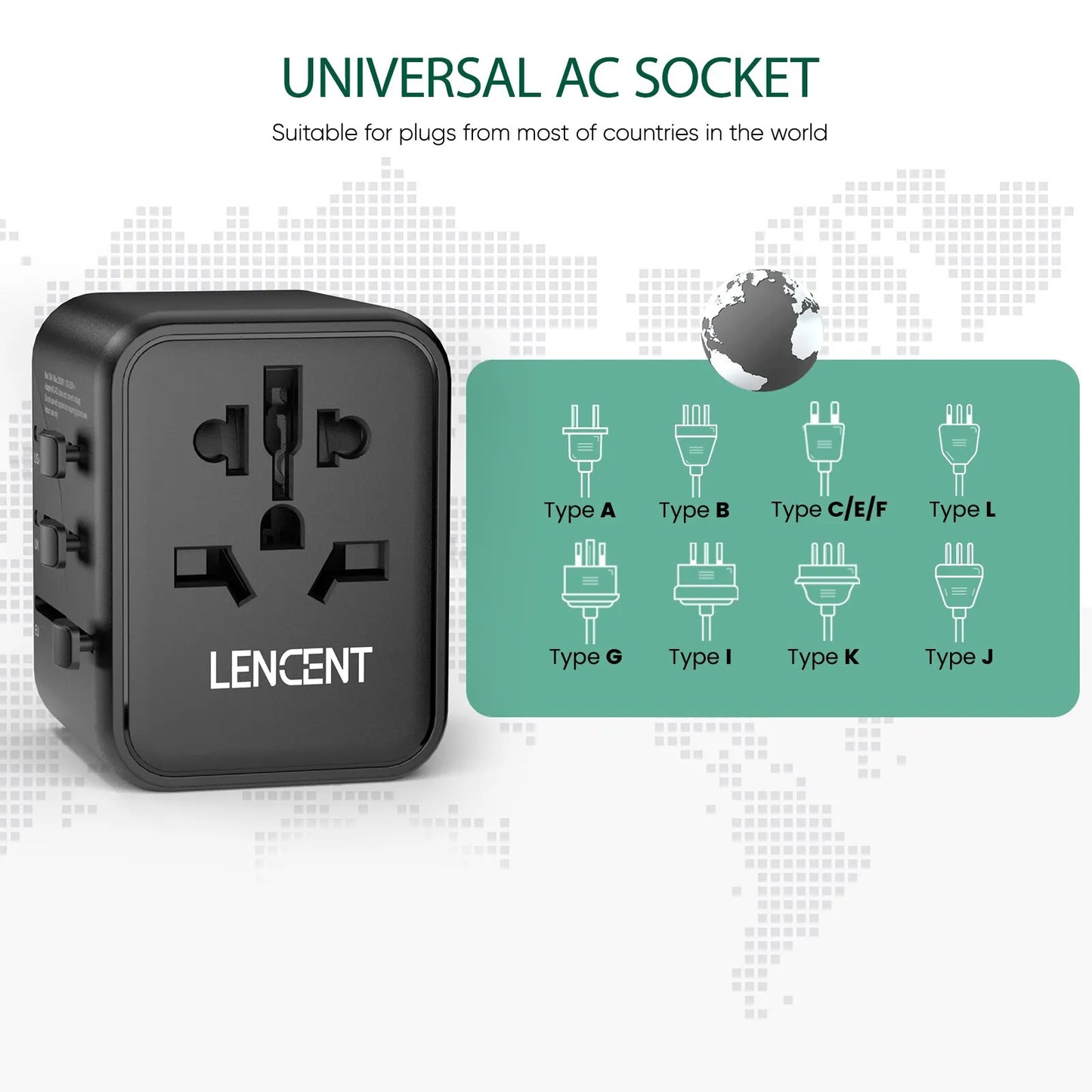 International Travel Adapter with 2 USB Ports