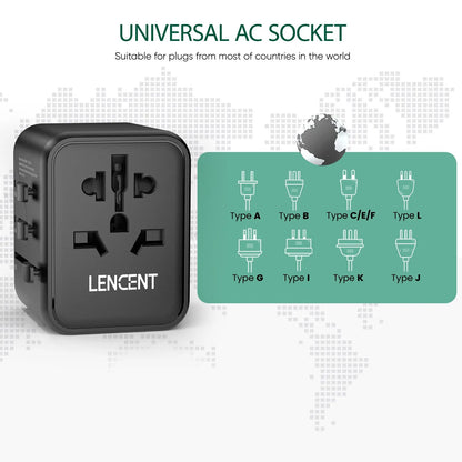 International Travel Adapter with 2 USB Ports