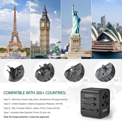 International Travel Adapter with 2 USB Ports