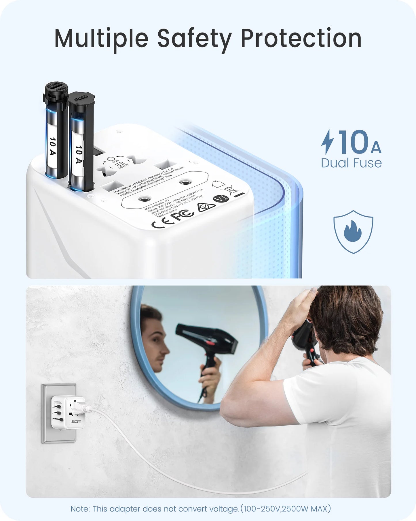 International Travel Adapter with 2 USB Ports