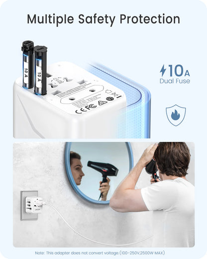 International Travel Adapter with 2 USB Ports