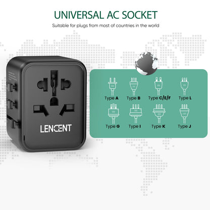 International Travel Adapter with 2 USB Ports