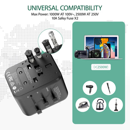 International Travel Adapter with 2 USB Ports